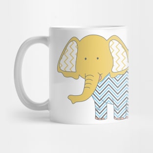 Adorable Friendly Elephant lover Blue and Yellow Pattern Design Mug